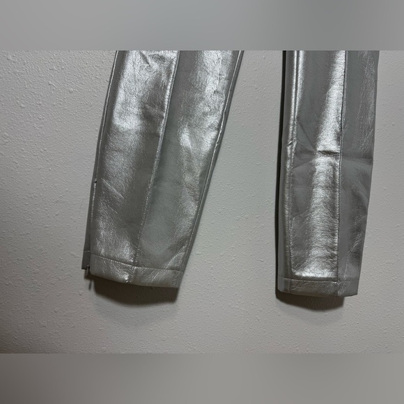 NWT Cynthia Rowley Vegan Leather Cigarette Pants in Silver - Picture 9 of 14